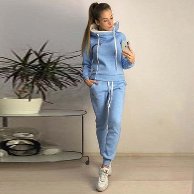 Factory Winter Pullover Tracksuits Oem Plus Size Boxy Custom Embroidery Logo Hoodie Outfits 2 Piece Blank Jogger Women'S Sets