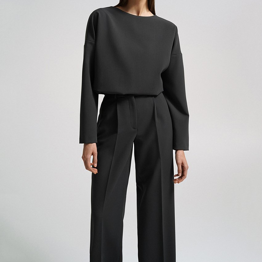 2022 New arrivals Long sleeve off ladies shirt wide leg trousers women's clothing elegant suits for women two pieces sets