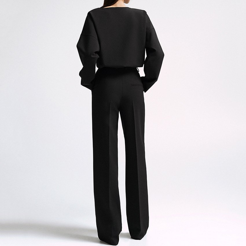 2022 New arrivals Long sleeve off ladies shirt wide leg trousers women's clothing elegant suits for women two pieces sets
