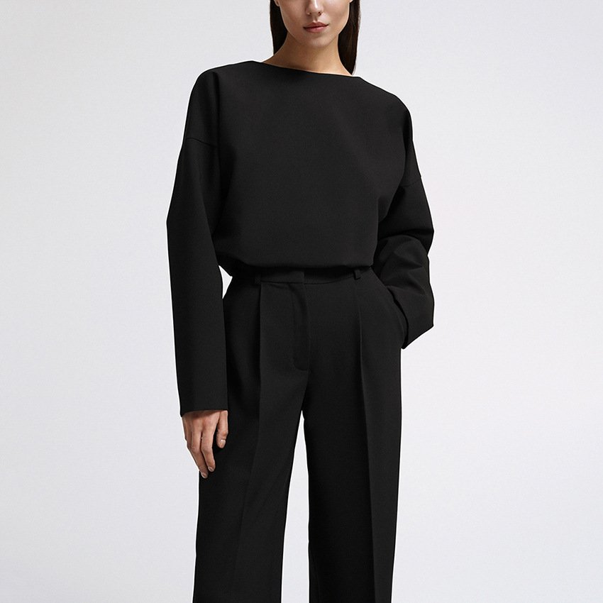 2022 New arrivals Long sleeve off ladies shirt wide leg trousers women's clothing elegant suits for women two pieces sets