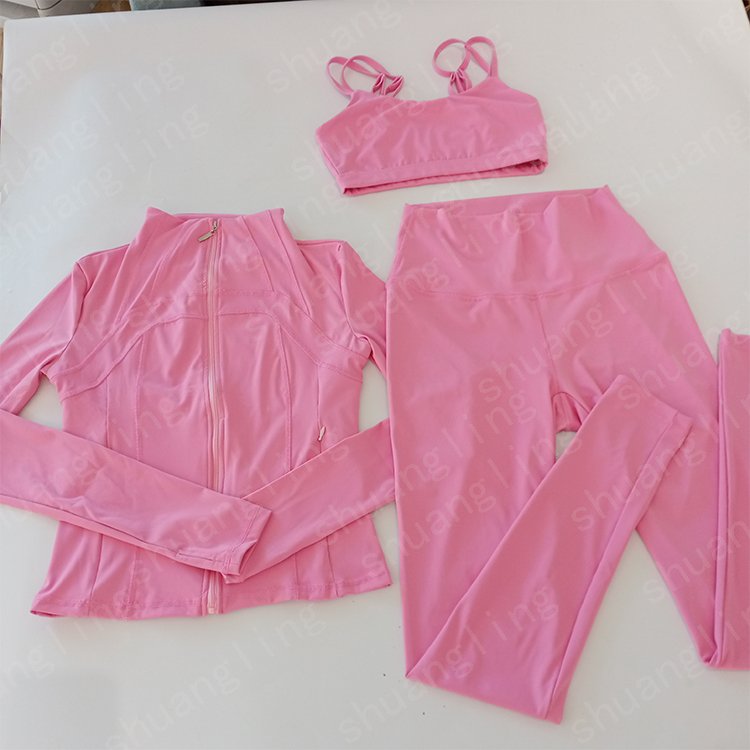 LULU High Quality Long Sleeve Jacket With Shorts Gym Tracksuits Fitness Women's Full Zip Jacket Yoga Leggings 2 Pieces For Women