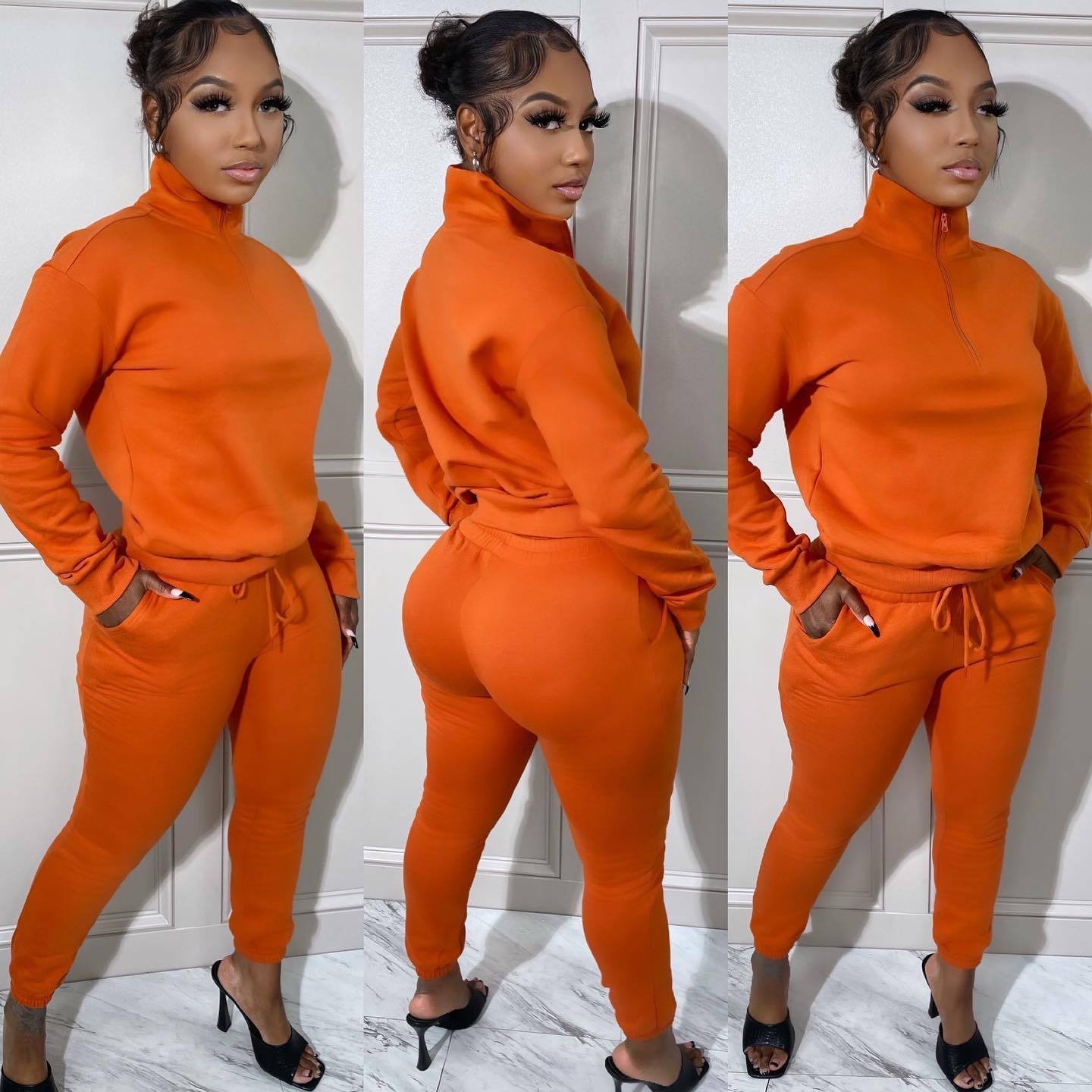 Manufacturer Blank Stand Collar Zip Tracksuits Two Piece High Quality Custom 3d Puff Printing Logo Gym Jogger Women'S Sets