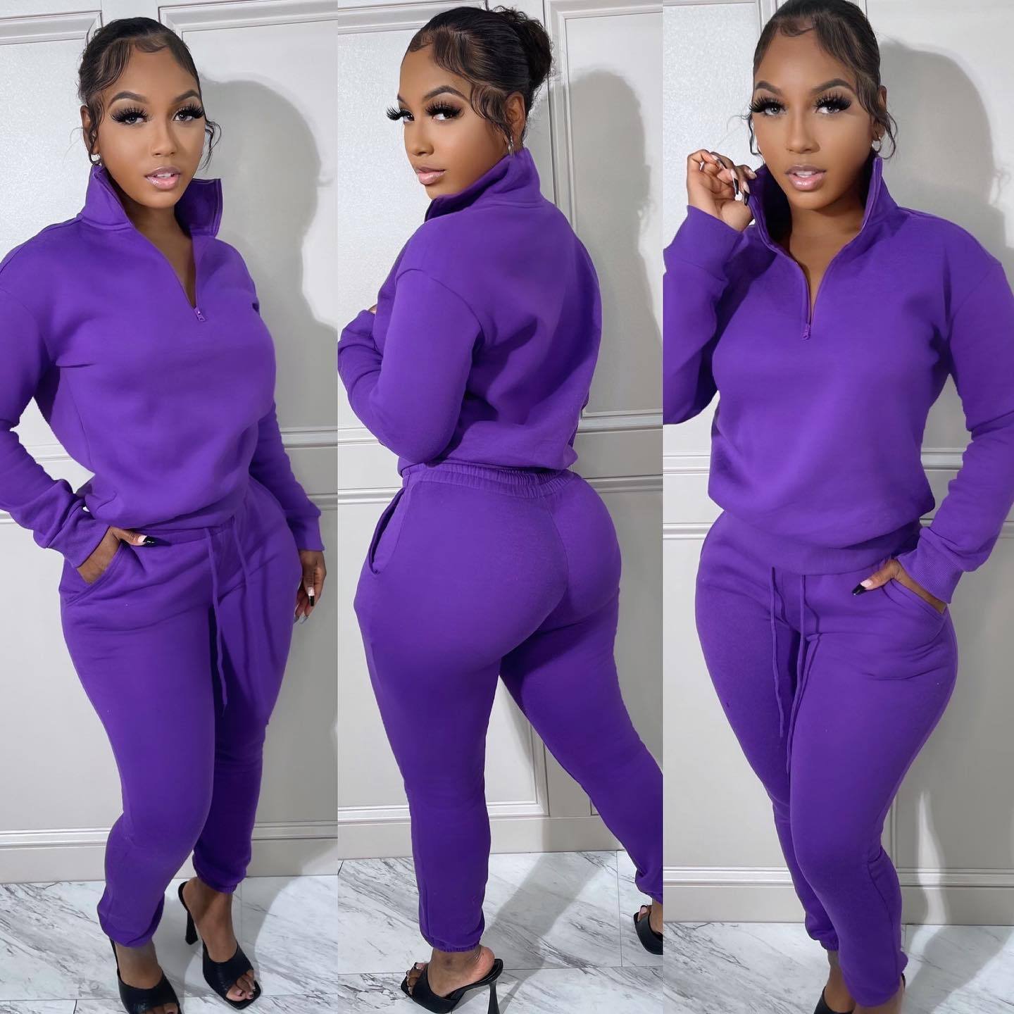 Manufacturer Blank Stand Collar Zip Tracksuits Two Piece High Quality Custom 3d Puff Printing Logo Gym Jogger Women'S Sets