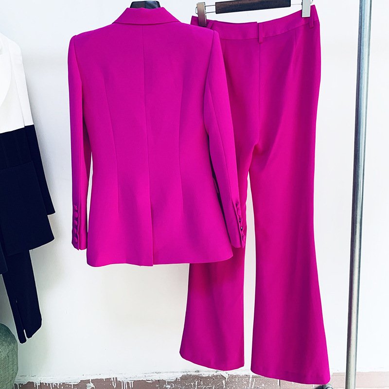Ready to ship or customized fashion official single button yellow color womens blazer sets(blazer+pants suits)