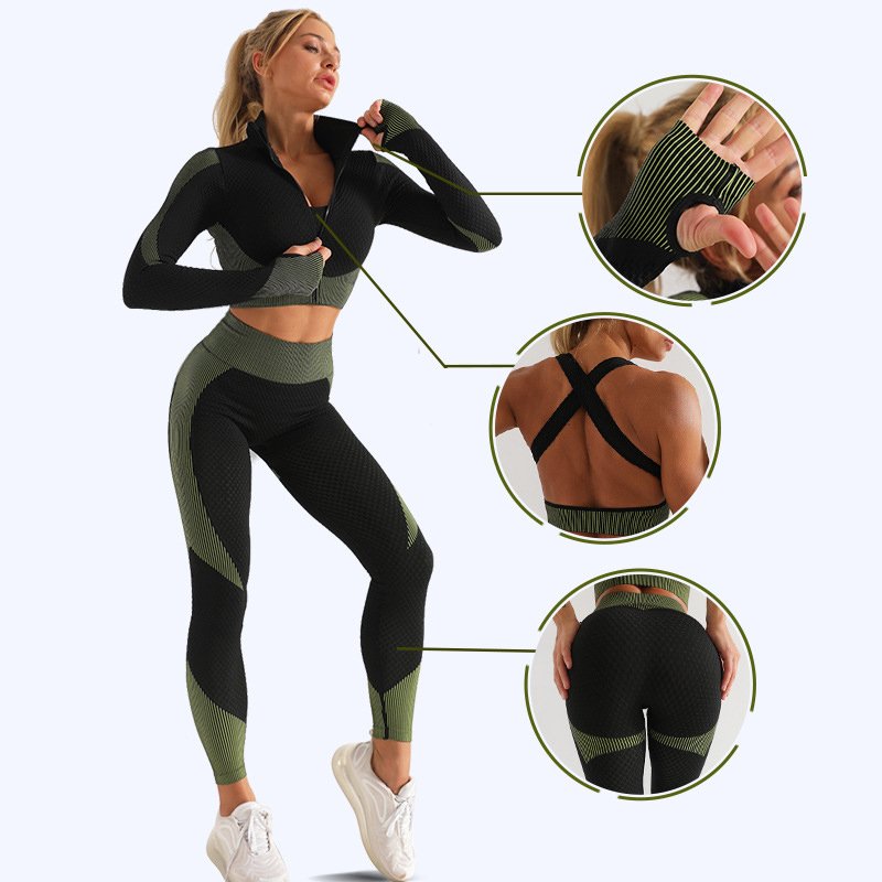 Wholesale Women's 2 Piece Tracksuit Workout Set - High Waist Leggings and Crop Top Yoga Set