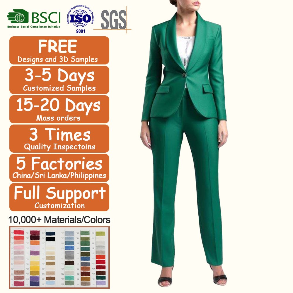 Plus Size Fashion 2 Pieces Suit Set Pant Suit High Quality Office Blazers Ladies Women Formal Suits