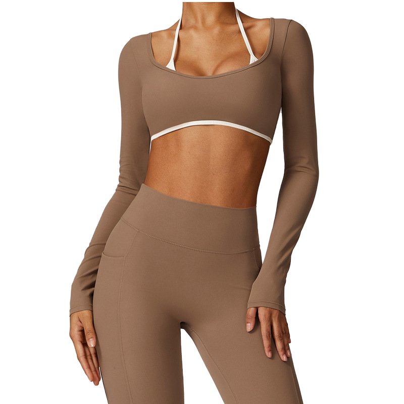 Women's Breathable Sustainable Sports Gym Fitness Top Pants New Seamless Sexy Tight-Fitting Long-Sleeve Hip-Lifting Yoga