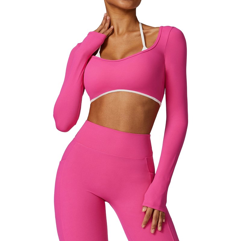 Women's Breathable Sustainable Sports Gym Fitness Top Pants New Seamless Sexy Tight-Fitting Long-Sleeve Hip-Lifting Yoga