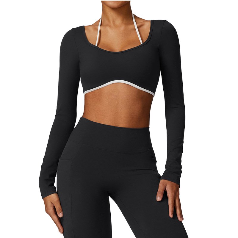 Women's Breathable Sustainable Sports Gym Fitness Top Pants New Seamless Sexy Tight-Fitting Long-Sleeve Hip-Lifting Yoga