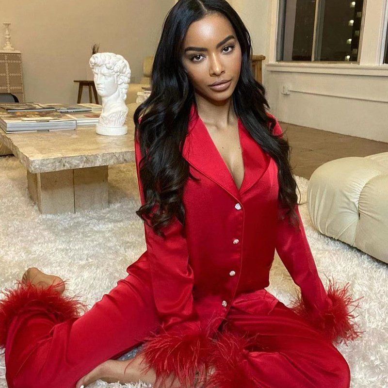 European and American style 2023 winter new women's fashion lapel single-breasted slim straight trousers suit women