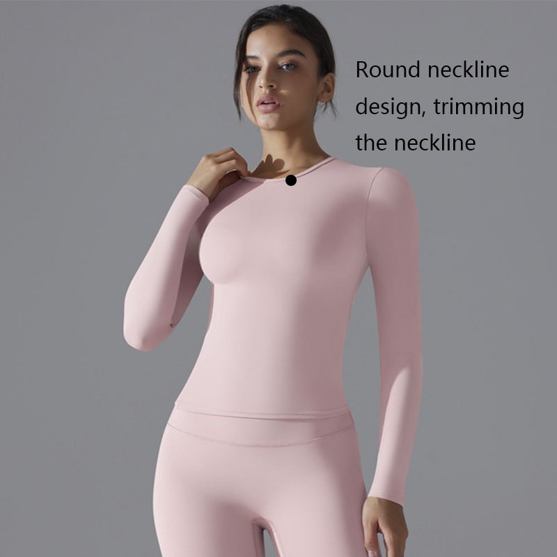 XW-6662+6618 Leggings And Long Sleeve Shirt Women's Sets Strength Training Sportswear Round Neckline High Waist Yoga Set