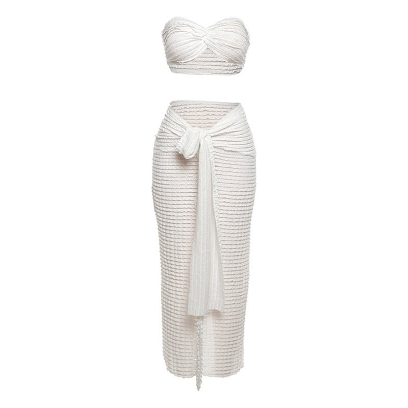 Fashion Sexy white Cami Top And Long skirt Set private label summer 2 Piece Set Women outfits
