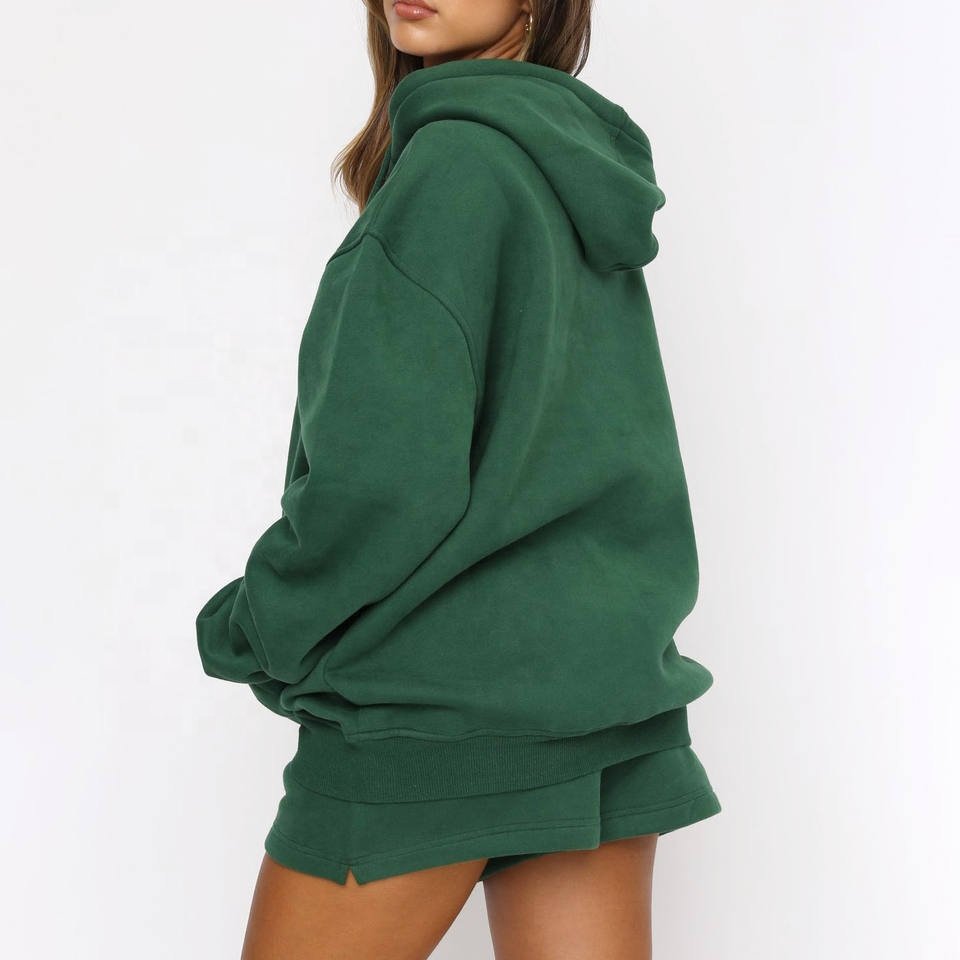 2 Piece Sets Women Tracksuit Oversized Hoodies And Sweat Shorts Set Custom Hoody Set Polyester Sweatshirts