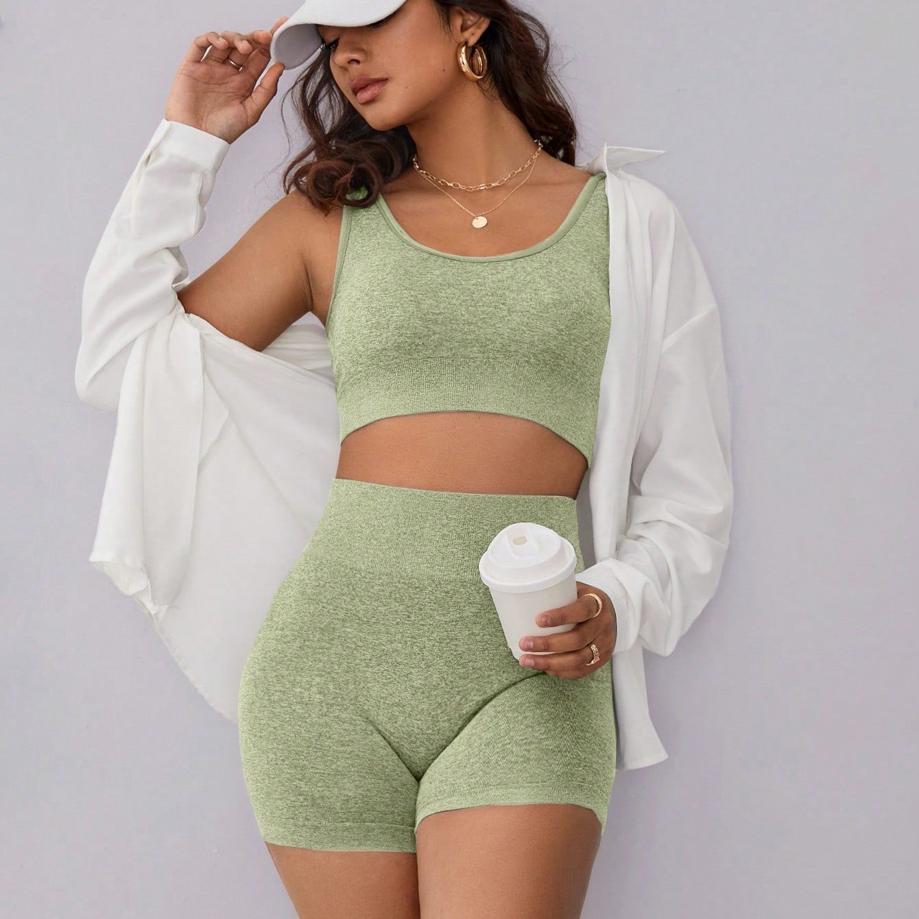Custom logo Athletic suits High Waist Fitness shorts workout sets for women sportswear wholesale sports set