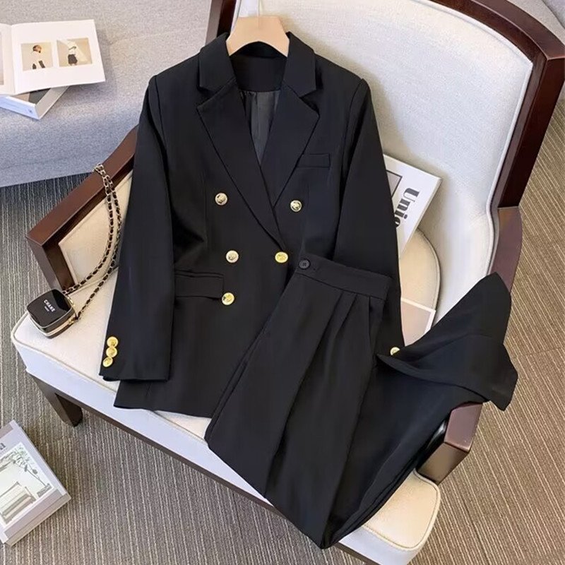 Women Two Piece Set Coat + Pants Suits Solid Color Suit Coat Blazer Pants Set Spring Autumn Lady Office Casual Suits