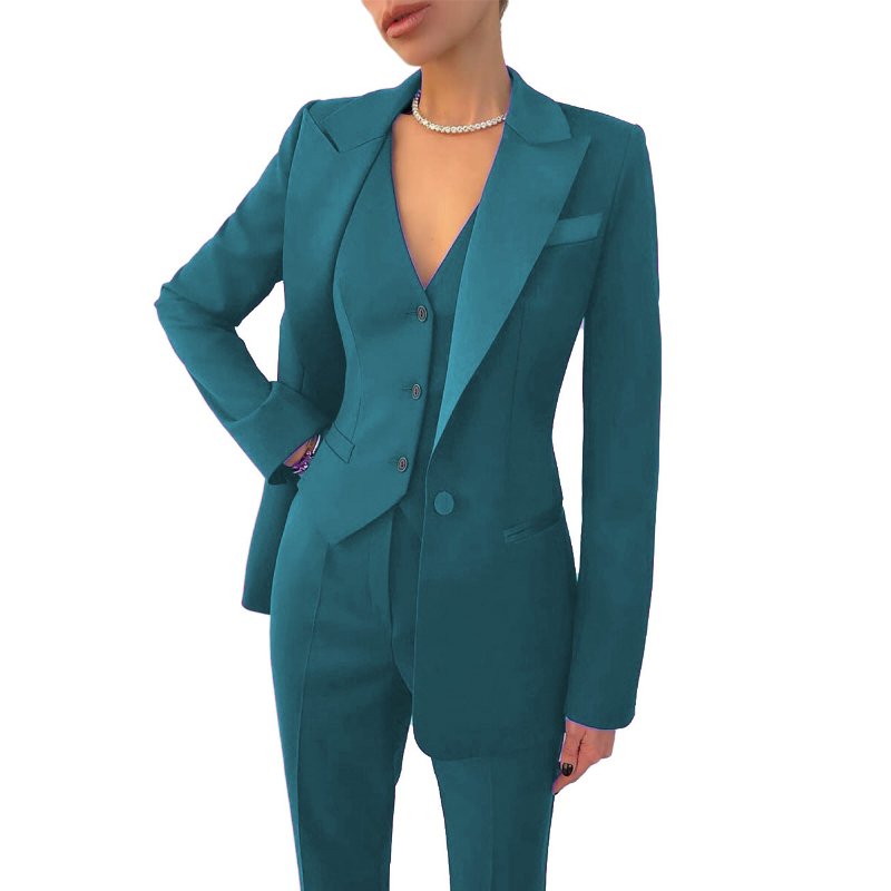 High Quality Business Casual One Button Blazer Jacket with Vest Pants Women's Suit Three Piece Set Sehe Fashion
