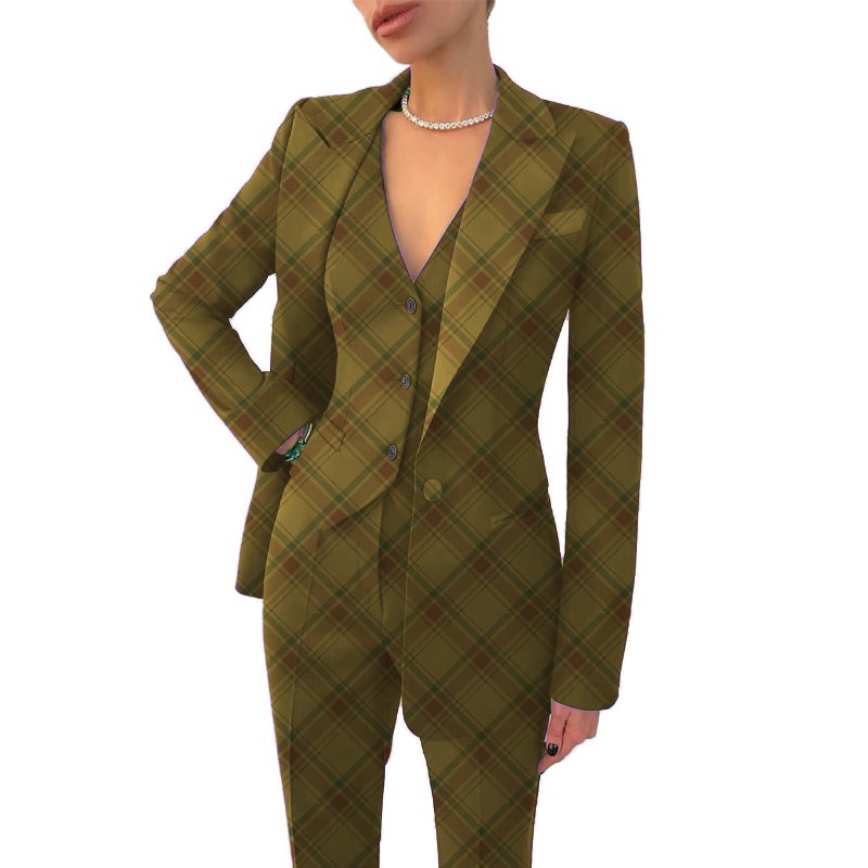 High Quality Business Casual One Button Blazer Jacket with Vest Pants Women's Suit Three Piece Set Sehe Fashion