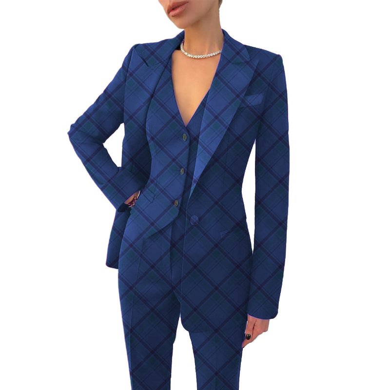 High Quality Business Casual One Button Blazer Jacket with Vest Pants Women's Suit Three Piece Set Sehe Fashion