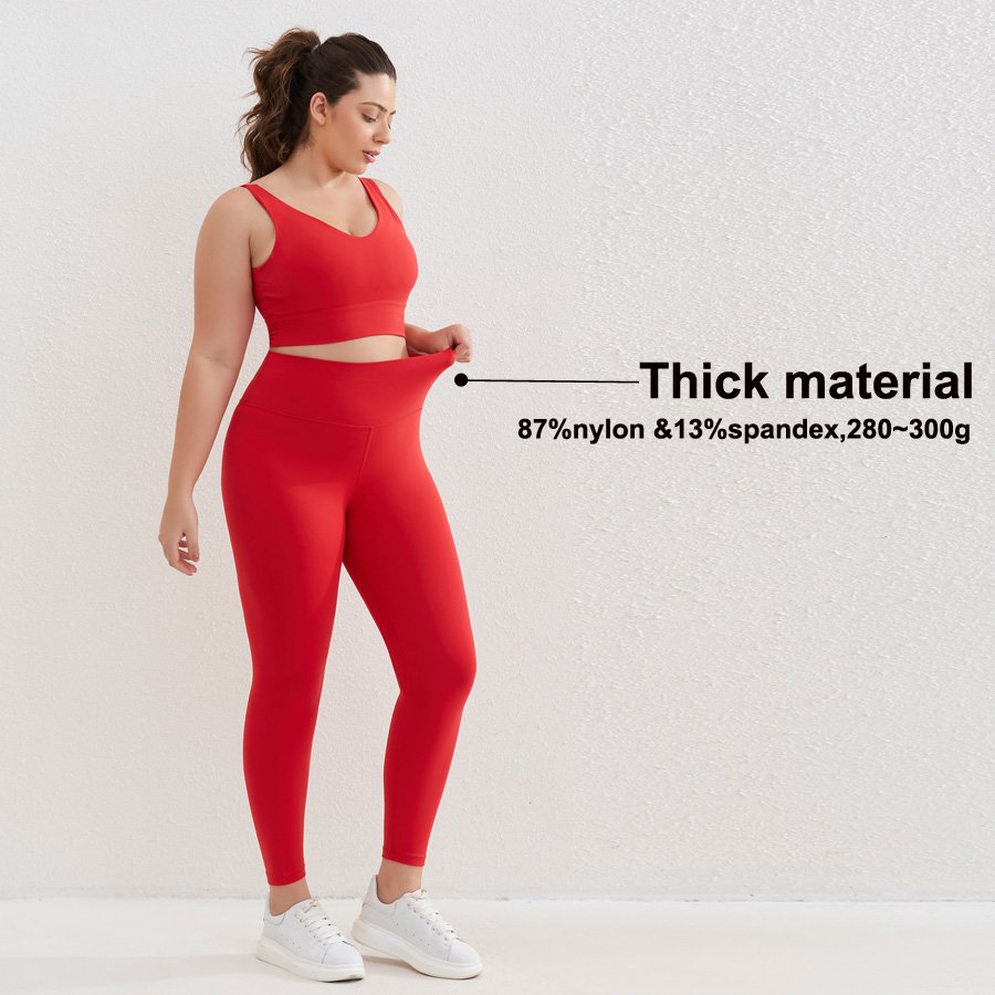 Luluyun Women's plus size active workout clothing sets wear gym fitness leggings v neck sports bra sets