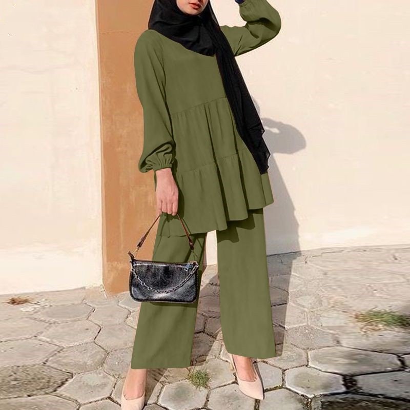 Boutique Wholesale 2024 Autumn New Fashionable and Elegant Shirt Casual Wide Leg Pants Solid Color Women's Set