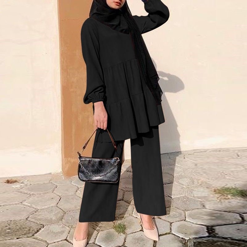 Boutique Wholesale 2024 Autumn New Fashionable and Elegant Shirt Casual Wide Leg Pants Solid Color Women's Set