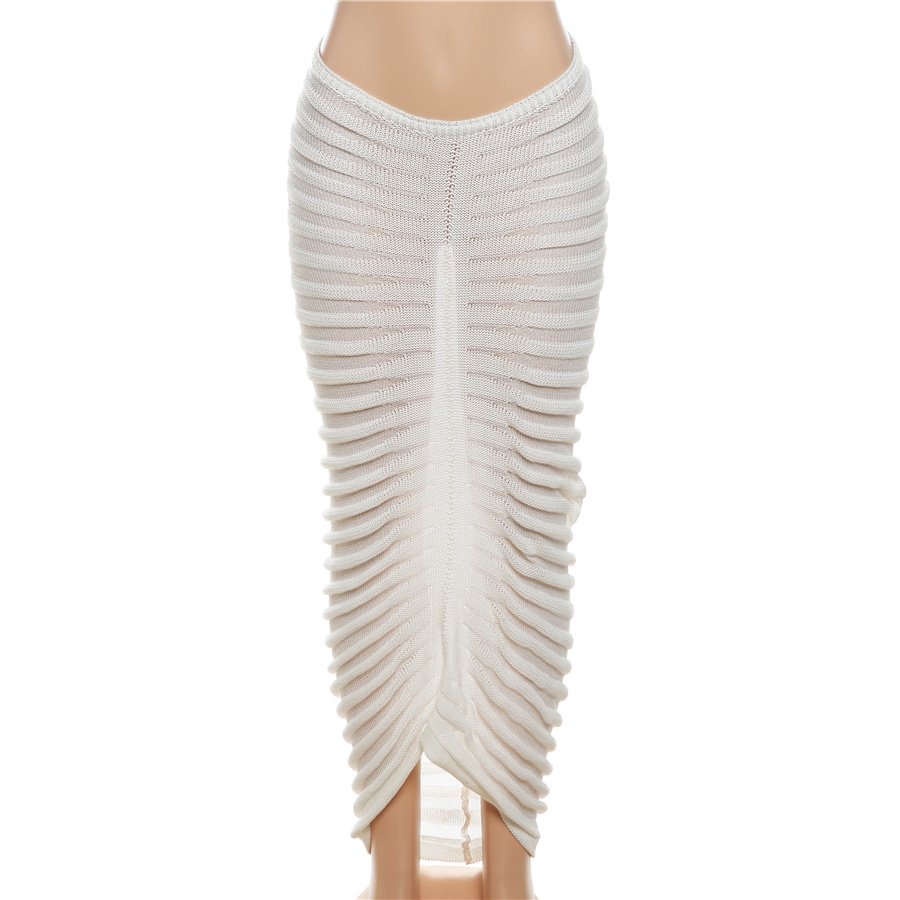 Kliou W23S35219 New Arrivals 2 Piece Set Women Casual Ribbed Two Pieces Sexy Knitted Top+ Skirt Women's Sets