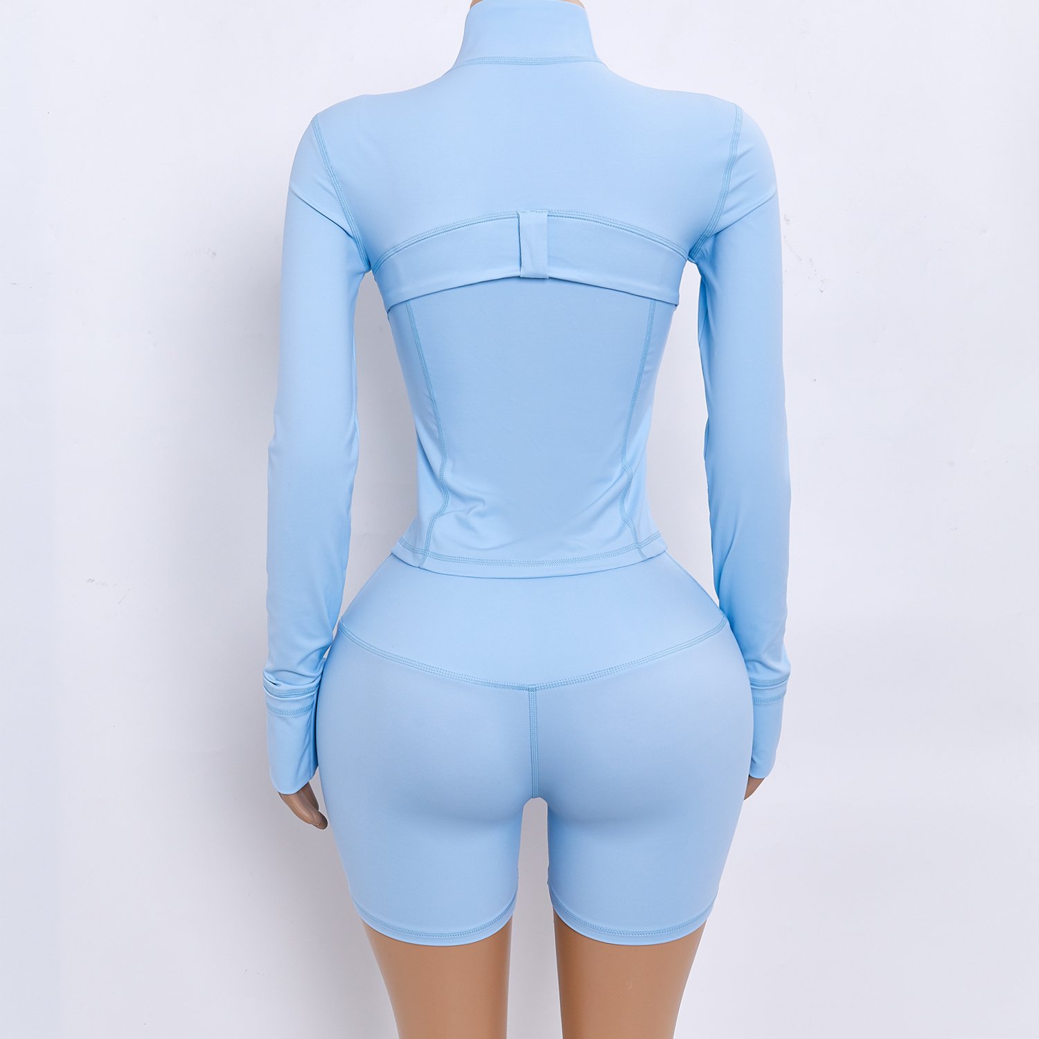 Custom Tracksuits for Women Active Wear Sets Basics Long Sleeve Zipper Jacket and Shorts Sets 2 Piece Yoga Wear for Women's Sets