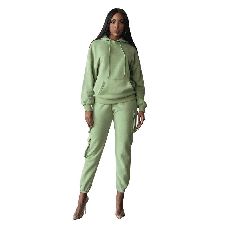 Hot Sale Long Sleeve Family Matching Outfits Custom Winter Hoodies Two Piece Set Embroidery 6 Color Gym 2 Piece Set Women'S Sets