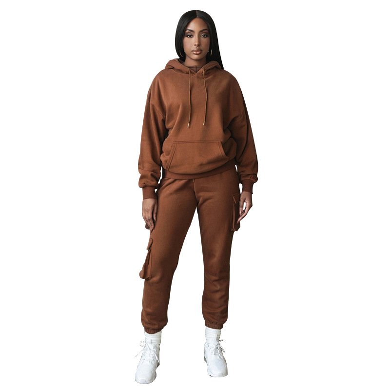 Hot Sale Long Sleeve Family Matching Outfits Custom Winter Hoodies Two Piece Set Embroidery 6 Color Gym 2 Piece Set Women'S Sets