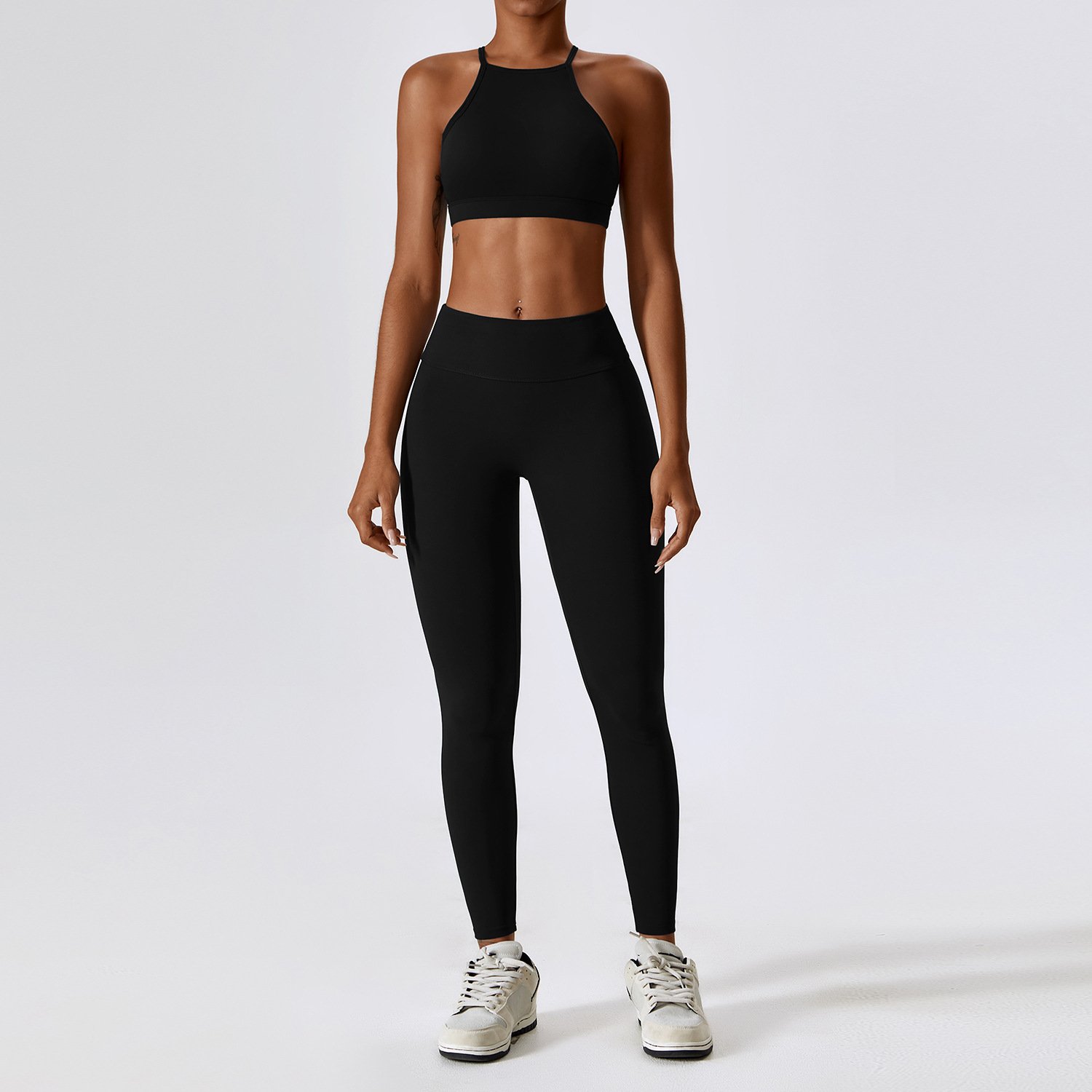 2 Piece Outfit Yoga Sets Women's Gym Set Lounge Wear Crop Sports Tops & Fitness Leggings Quick-Drying Nylon Tracksuits 5 Colors