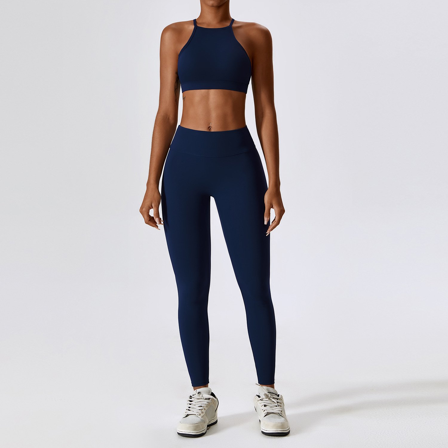 2 Piece Outfit Yoga Sets Women's Gym Set Lounge Wear Crop Sports Tops & Fitness Leggings Quick-Drying Nylon Tracksuits 5 Colors
