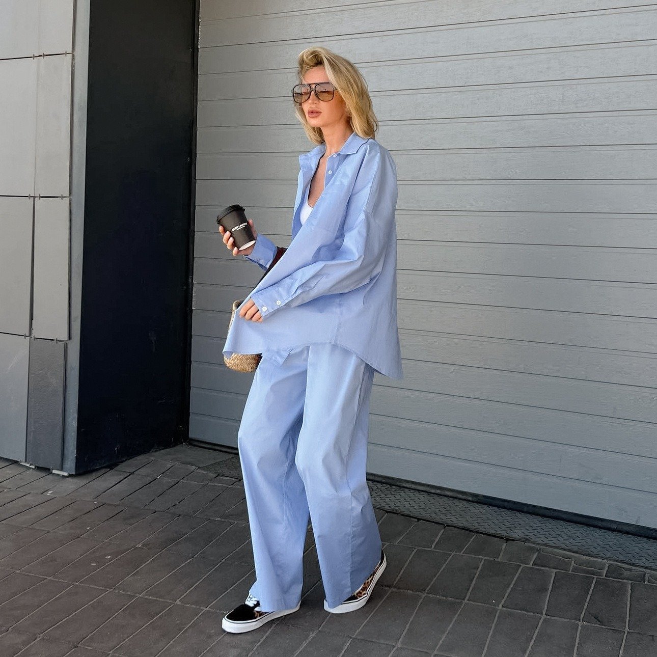 New arrivals Fall 2024 Casual 100% Polyester Blue street wear suit long sleeve women's sets