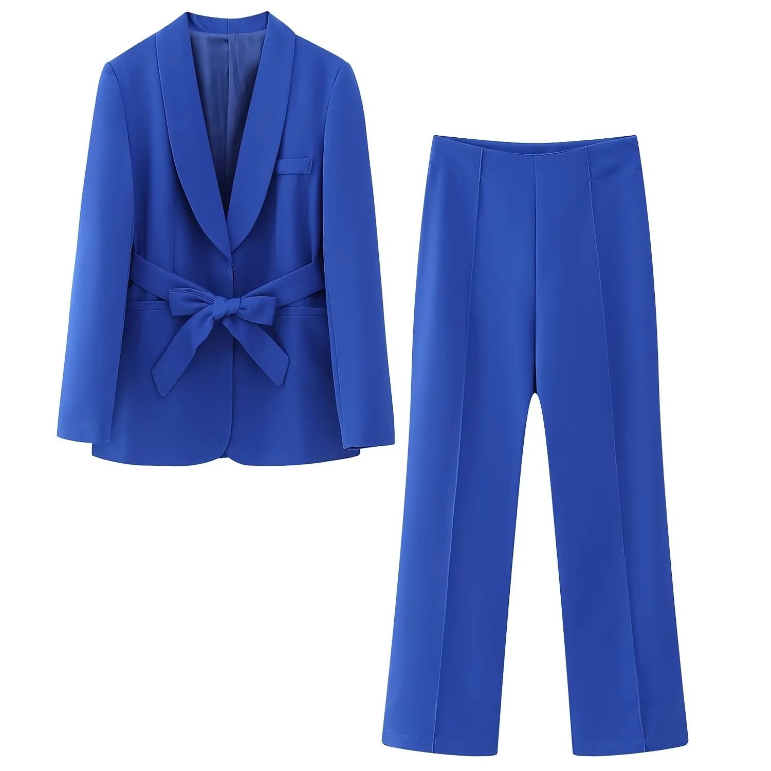 European and American women's wear French belt dress small suit jacket + casual pants suit