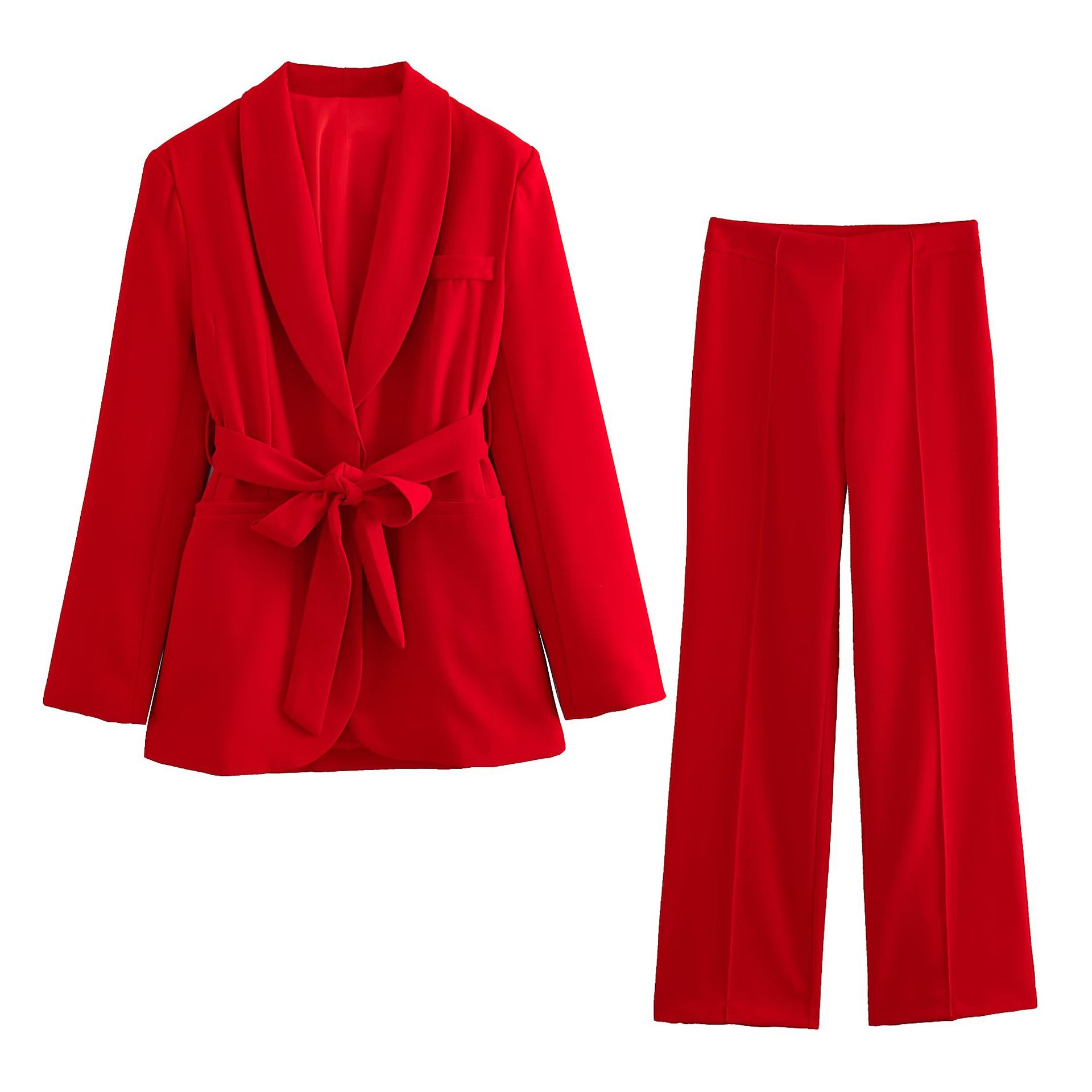 European and American women's wear French belt dress small suit jacket + casual pants suit