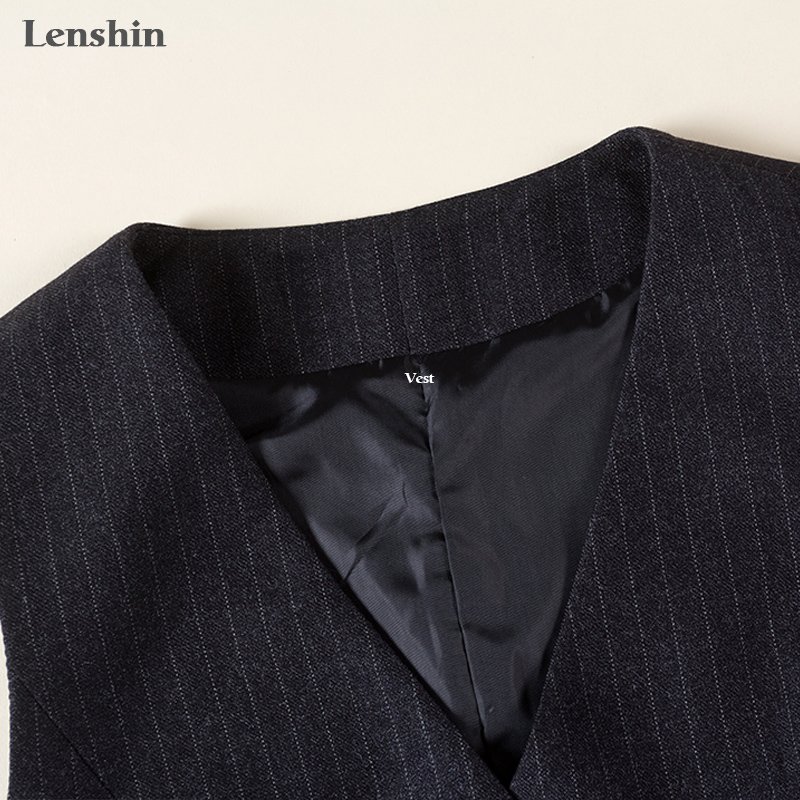 High Quality 3-Piece Set Black Soft Striped Pant Suits Office Lady Business Uniform Style Women's Formal Work Wear from China