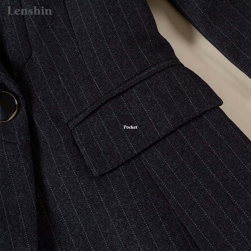 High Quality 3-Piece Set Black Soft Striped Pant Suits Office Lady Business Uniform Style Women's Formal Work Wear from China