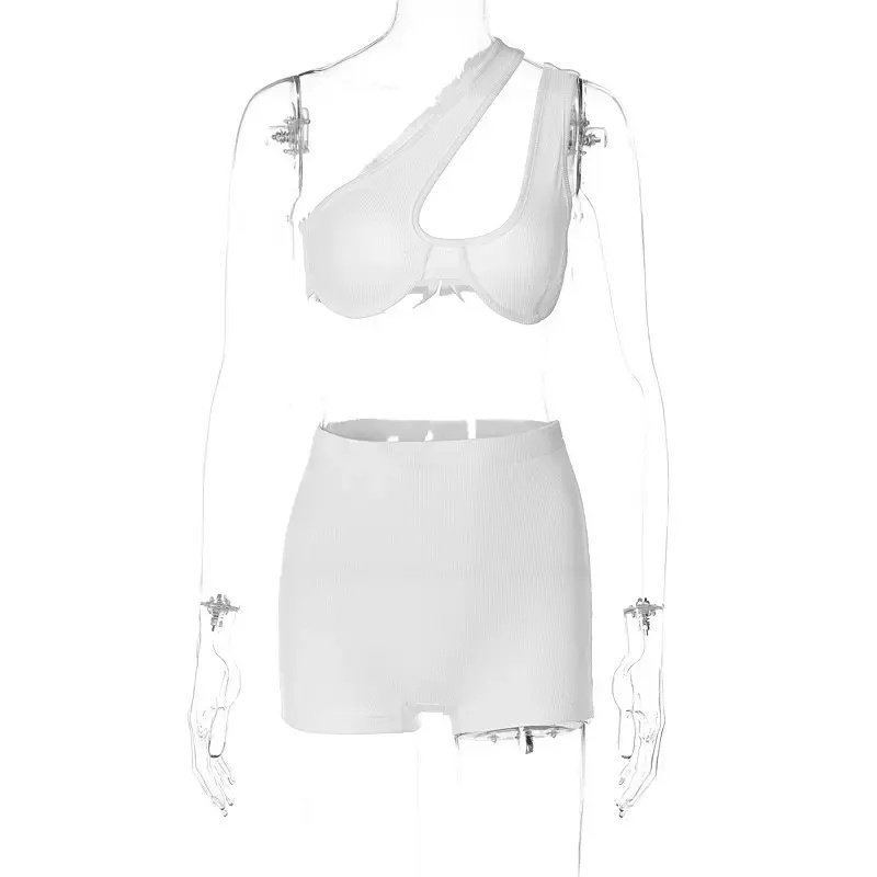 Hollow Out High Waist Crop Top Mini Pants Women'S Sets Tracksuits Sportsuits