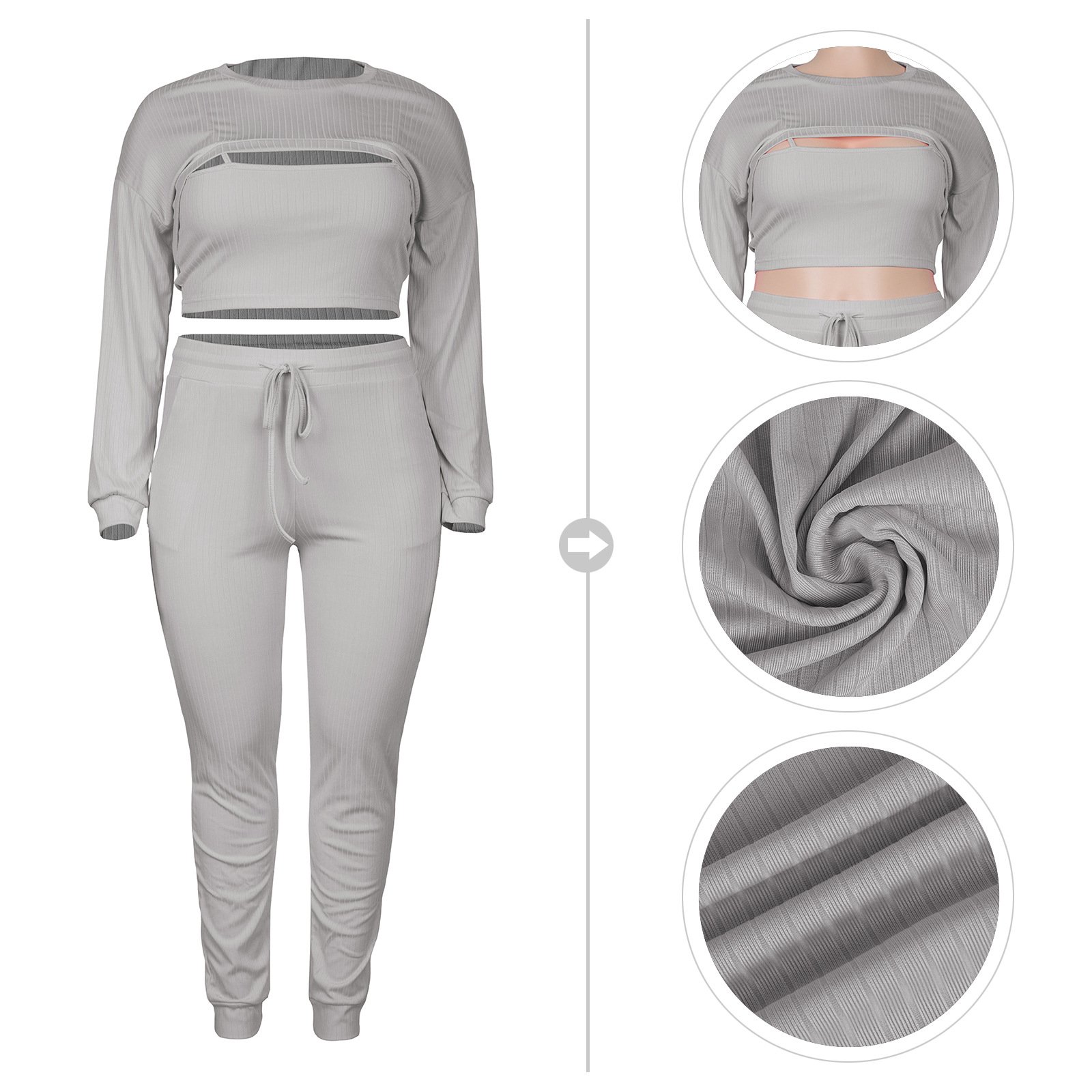women fall sets 2022 new arrivals plus size women's clothing Pit bar fashion casual sports 3 piece set women