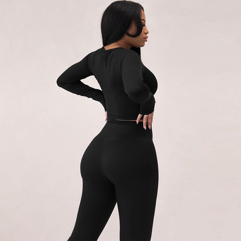 Wholesale Long Sleeve T shirt And Legging Sets Slim Fit Womens Tracksuit Workout Women Sports Wear Yoga Suit