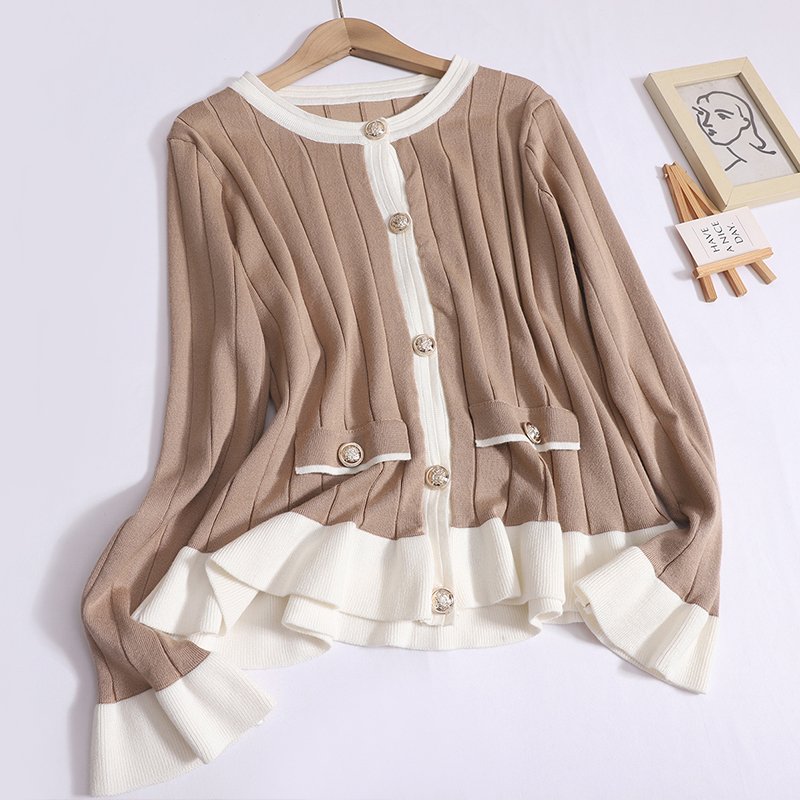 Boutique Wholesale 2024 Autumn New Sweet Ruffled Round Neck Sweater High Waisted Pants Women's Set