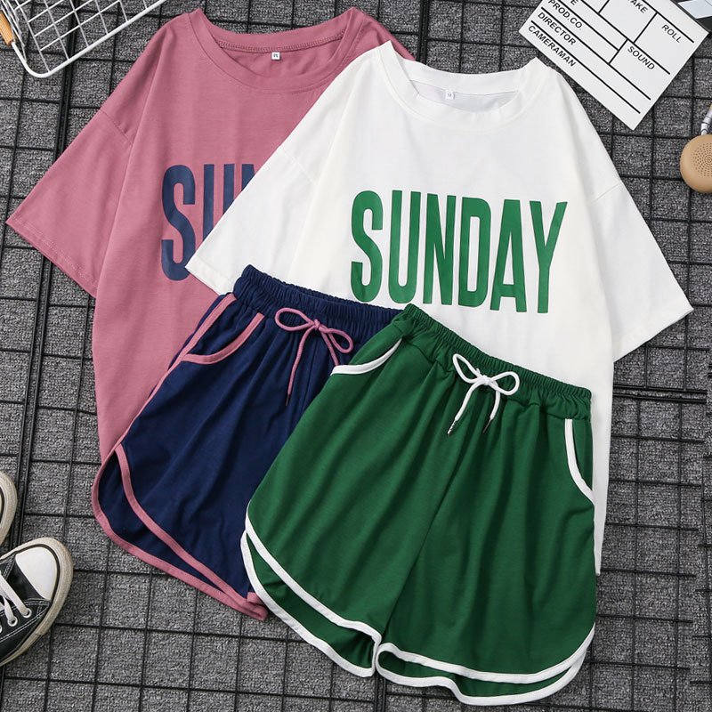 Extra large polyester fast drying women's sportswear jogging fashion short sleeved shorts fitness two-piece set