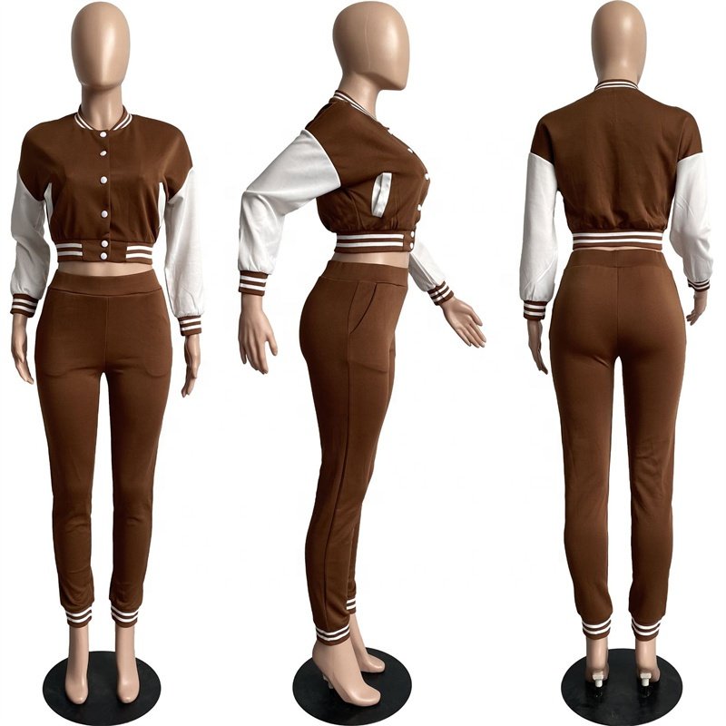Trend Clothes Fall 2 Piece Set Versity Jacket Baseball Women Jogger Set Streetwear Tracksuits Baseball Jacket Women's Sets