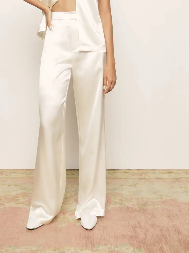Luxury brand clothing shiny satin silk 2 piece set women's pyjamas women sleepwear tank tops wide leg loose long pants Set