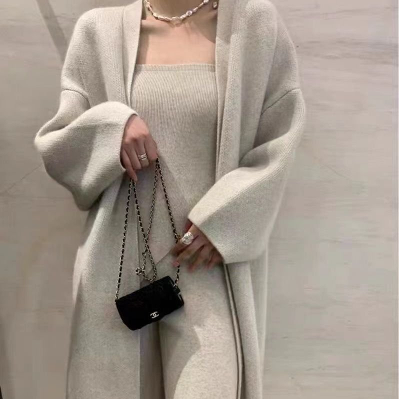Boutique Wholesale 2024 Autumn New Fashion Knitted Cardigan High Waist Wide Leg Pants Women's Set