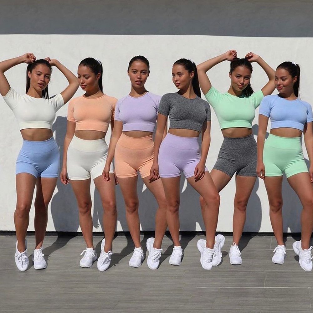 Custom Gym Clothing Women 4pcs Seamless Yoga Activewear Set Gym Fitness Workout Yoga Sets
