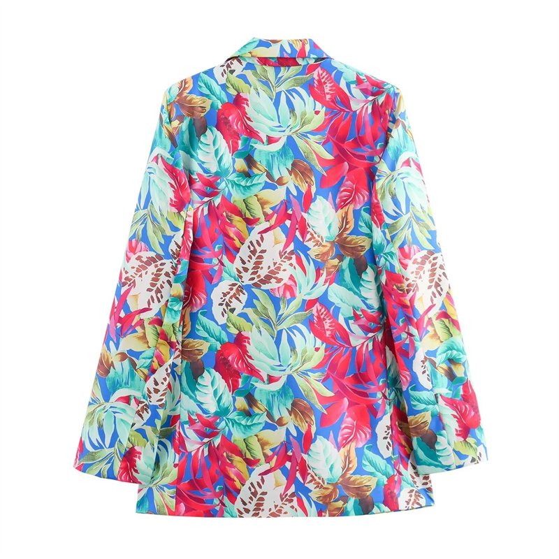 TAOP&ZA Women's 2024 Summer European and American Fashion Long Sleeve Satin Printed Shirt Suit Jacket 8124496 8093496