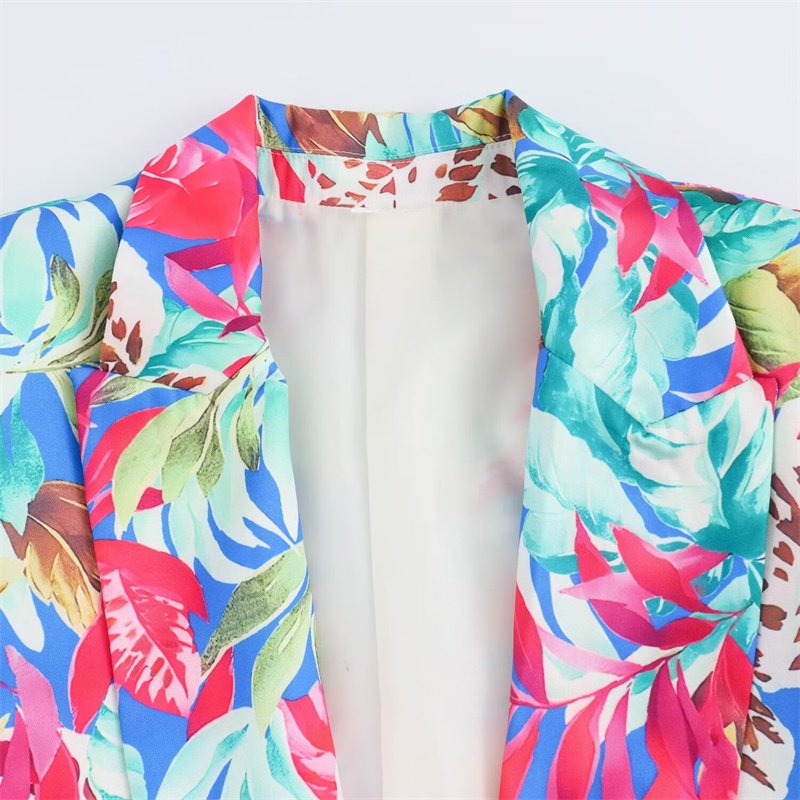 TAOP&ZA Women's 2024 Summer European and American Fashion Long Sleeve Satin Printed Shirt Suit Jacket 8124496 8093496