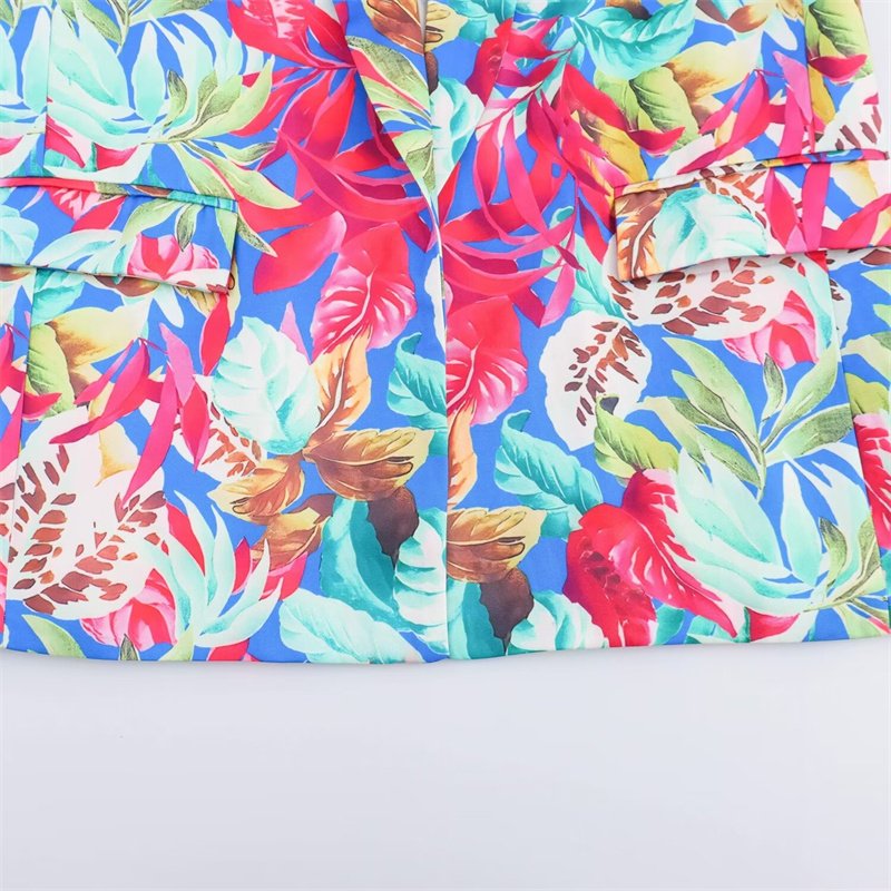 TAOP&ZA Women's 2024 Summer European and American Fashion Long Sleeve Satin Printed Shirt Suit Jacket 8124496 8093496