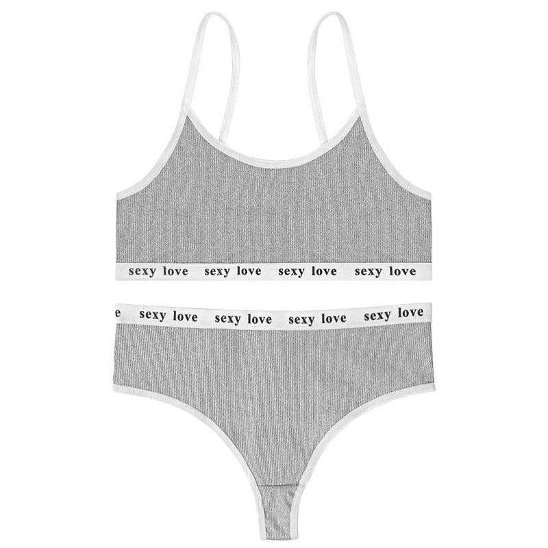 Customized 2023 Comfortable Women Girls No Underwire Embroidery Sporty Underwear Ladies Slim Breathable Bra Briefs Set