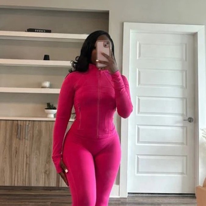 Spring Fall Women's Casual V-Neck Workout Sets Quick Dry Zipper Jacket Top Leggings Sets Yoga Fitness Wear Two Piece Jogger Sets